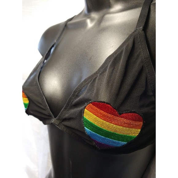Rainbow Heart Mesh Bralette Hot Topic - Picture 3 of 7